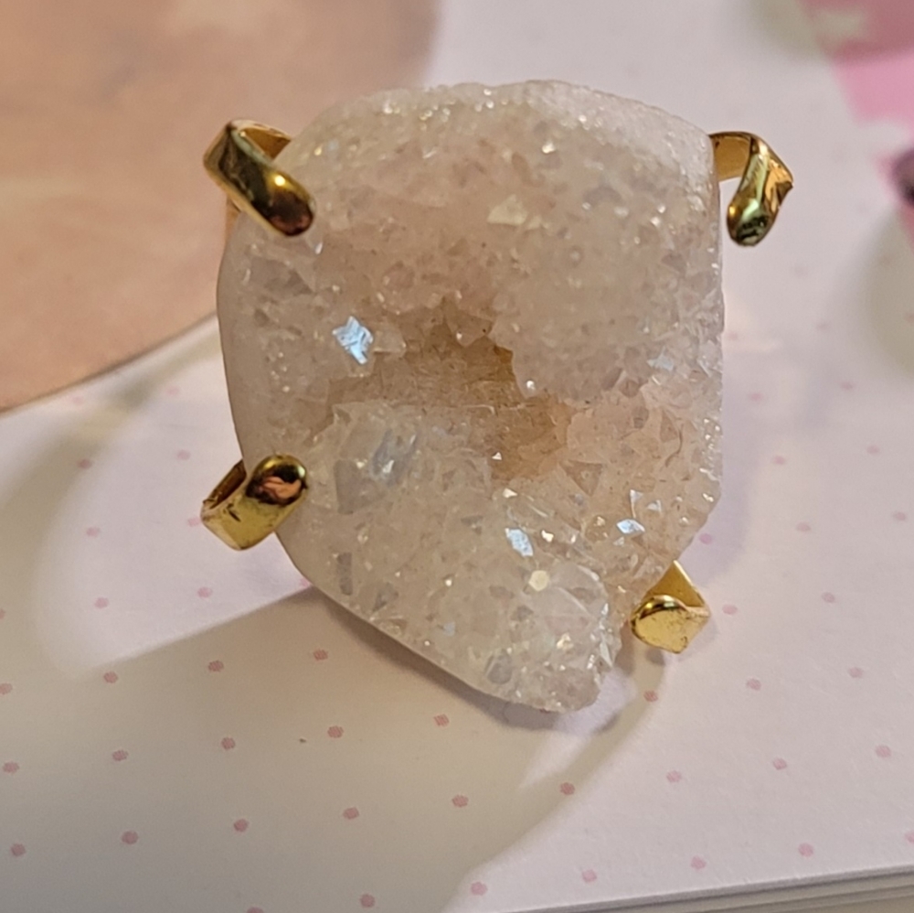 White Druzy Agate ring
